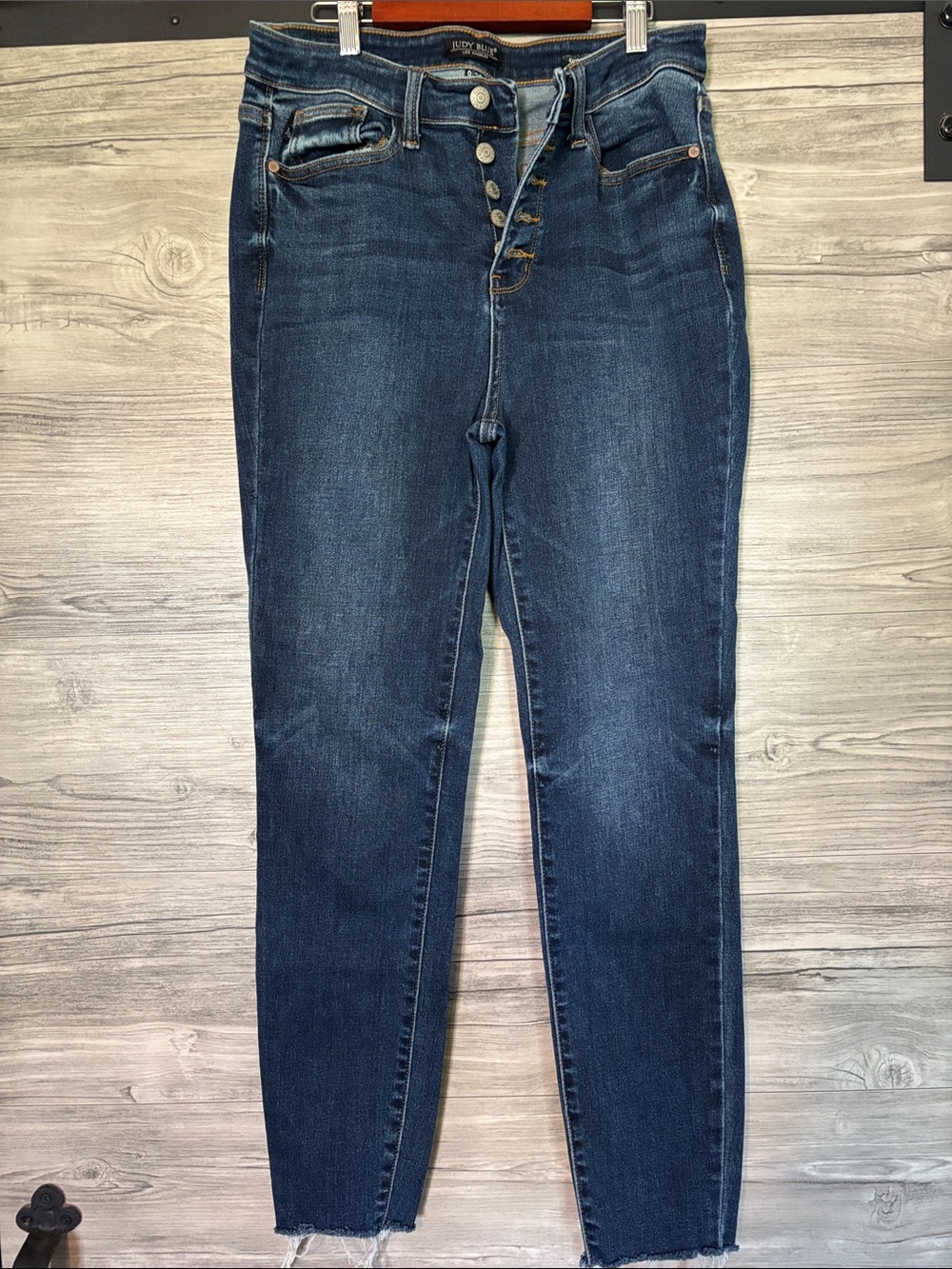 Judy Blue Indigo High-Rise Skinny Jeans with Button-Fly